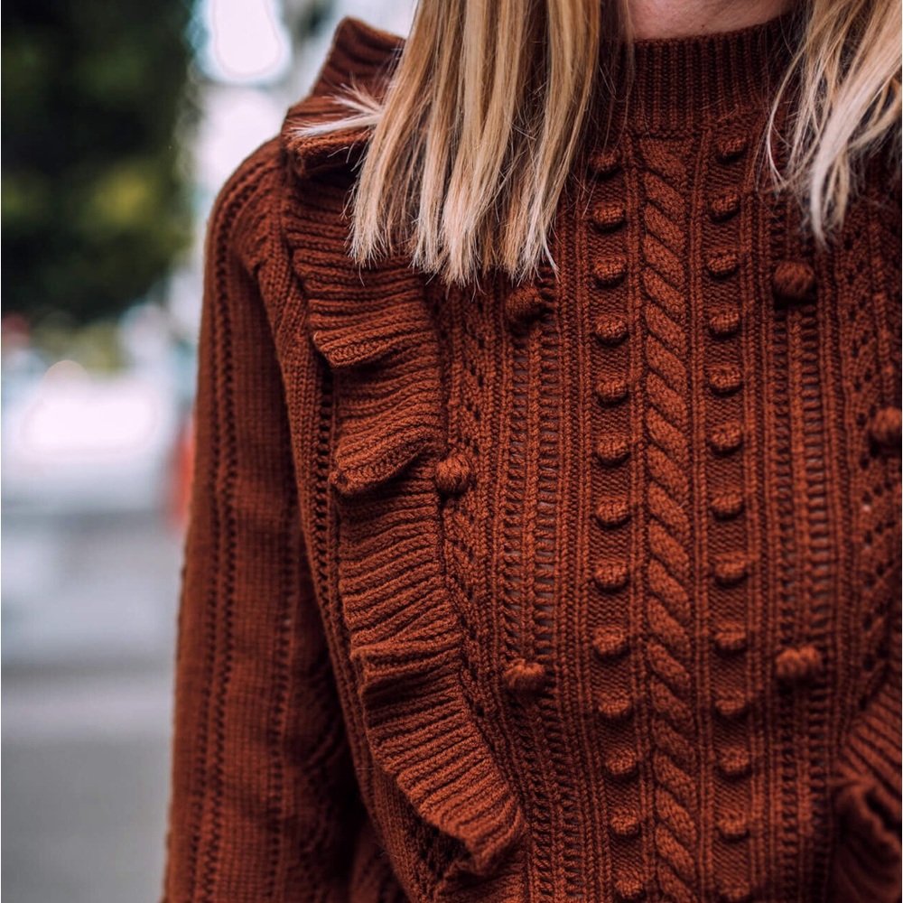Sezane Brown Ruffled Sweater - Picture 2 of 14